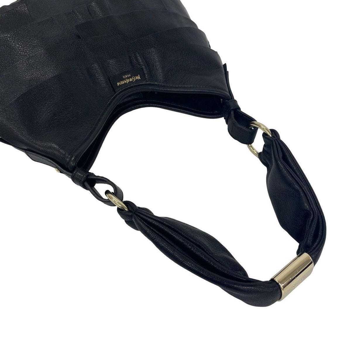 Saint Laurent Yves Tropez Hobo Logo Leather Shoulder Bag Black — view 4