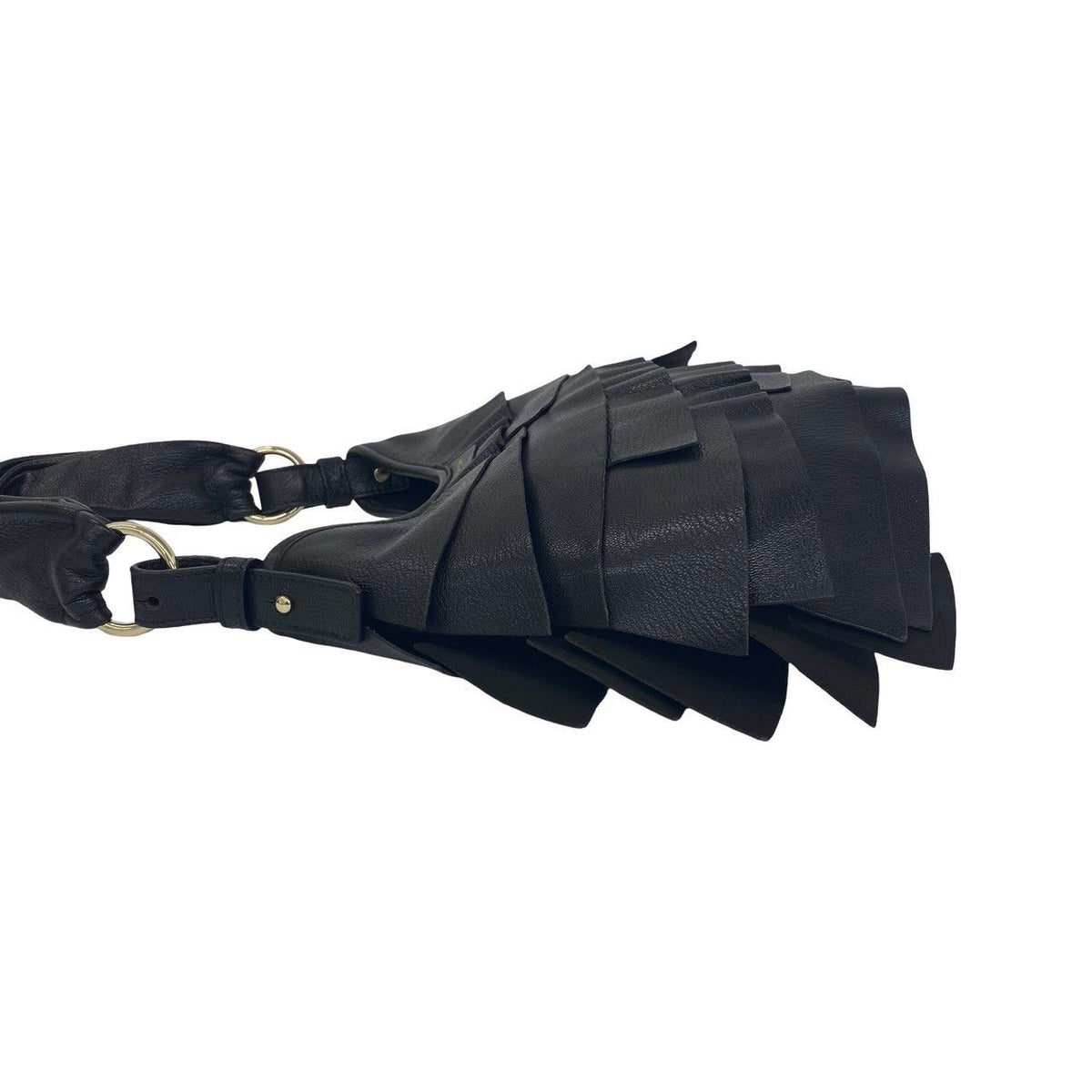 Saint Laurent Yves Tropez Hobo Logo Leather Shoulder Bag Black — view 5