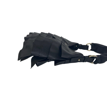 Saint Laurent Yves Tropez Hobo Logo Leather Shoulder Bag Black — view 6
