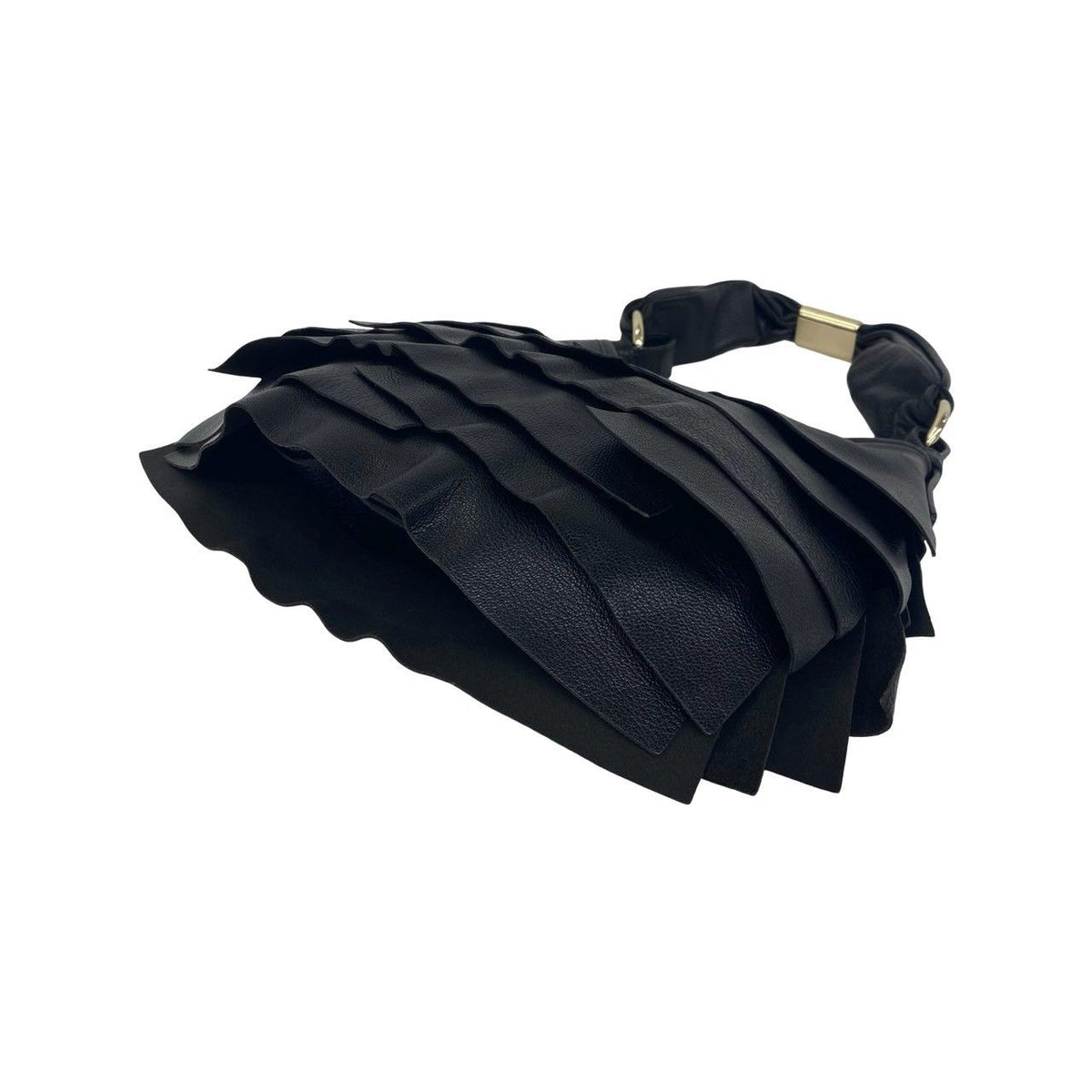 Saint Laurent Yves Tropez Hobo Logo Leather Shoulder Bag Black — view 8