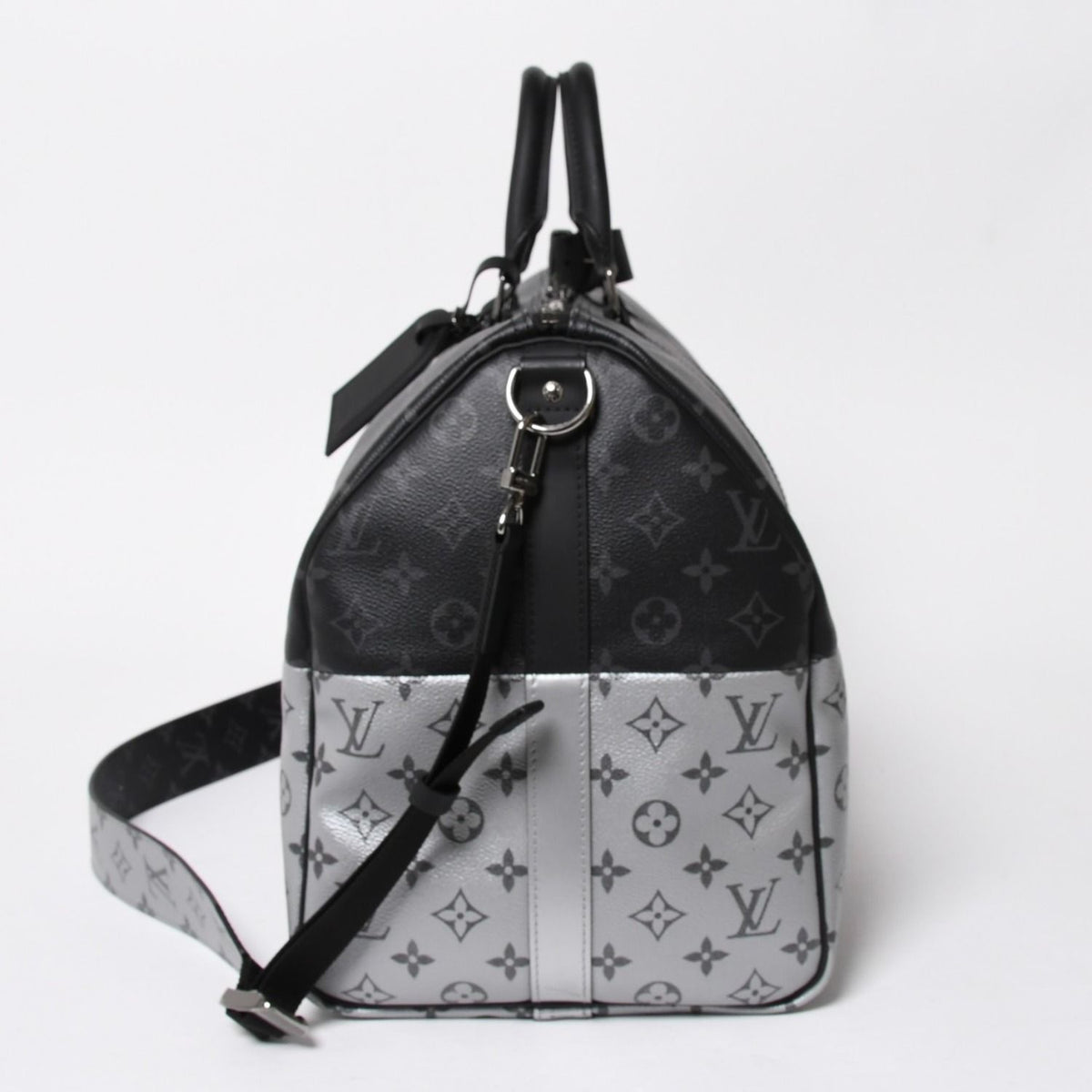 Louis Vuitton Boston Bag Keepall Bandouliere 50 Monogram Eclipse Spirit Black — view 4