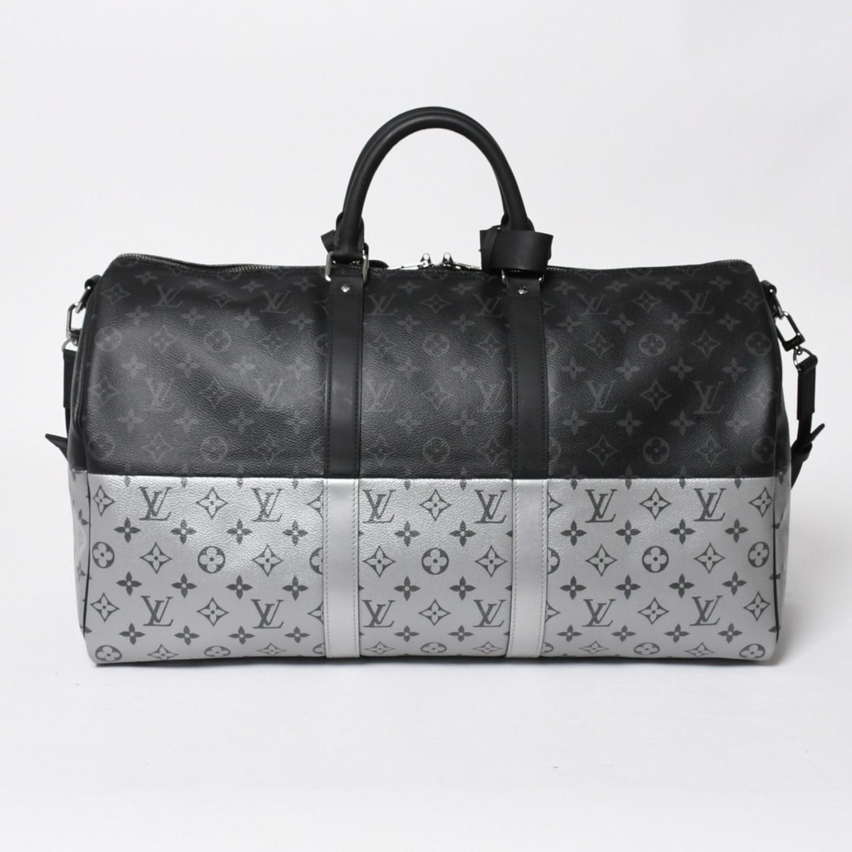 Louis Vuitton Boston Bag Keepall Bandouliere 50 Monogram Eclipse Spirit Black — view 2