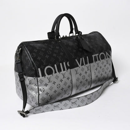 Louis Vuitton Boston Bag Keepall Bandouliere 50 Monogram Eclipse Spirit Black — view 3