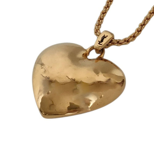 Saint Laurent Vintage Heart Motif Chain Pendant Gold Colored
