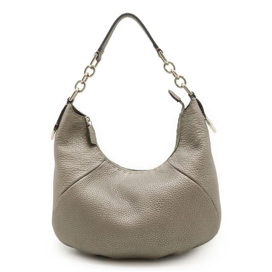Fendi Selleria Shoulder Bag Leather Silver