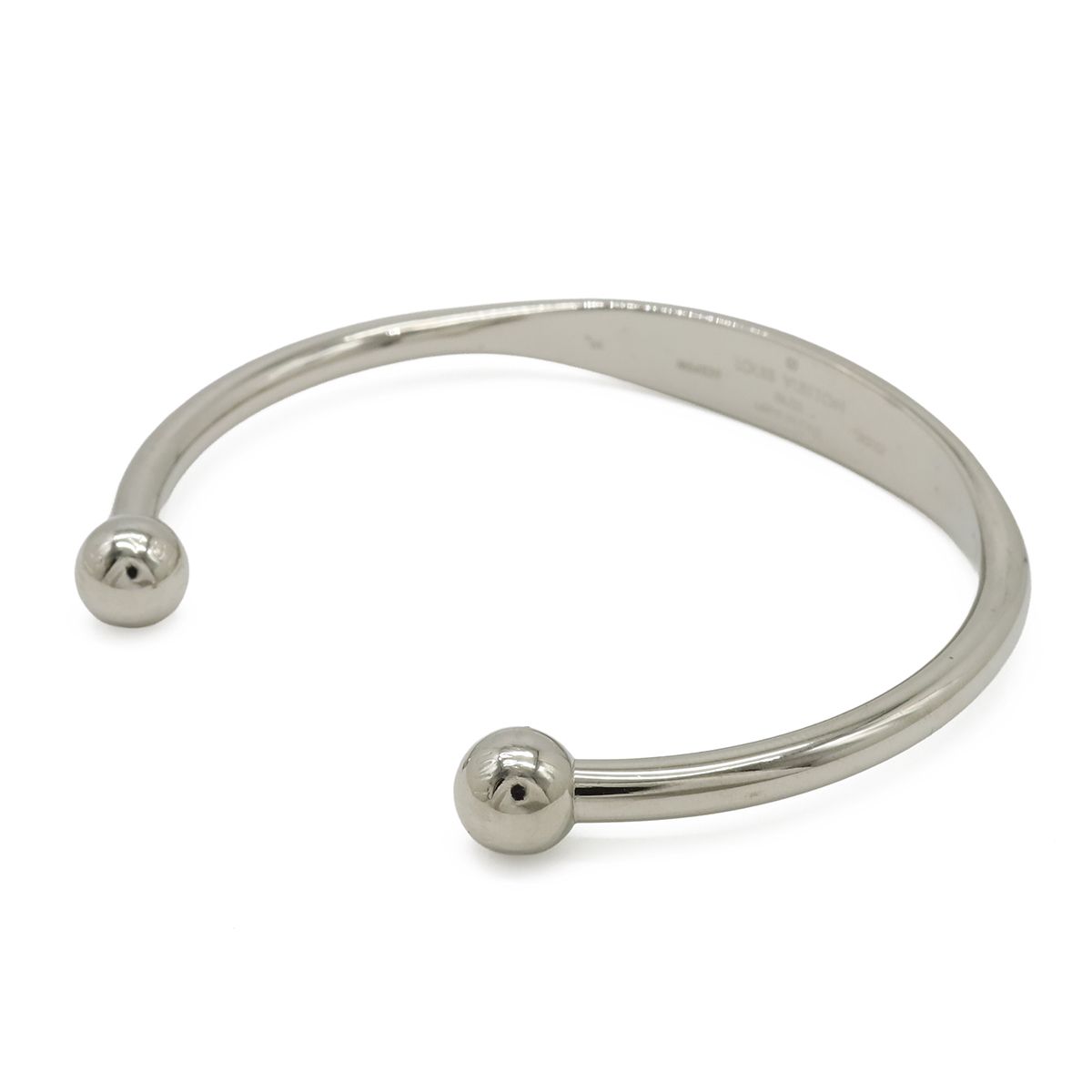 Louis Vuitton Monogram Bracelet Bangle Open Logo Metal Silver — view 2