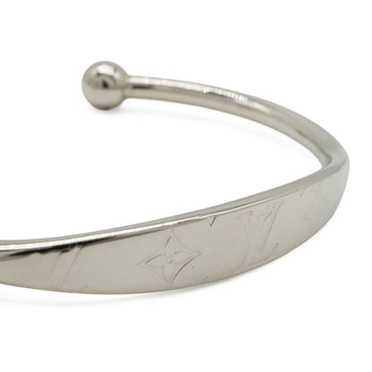 Louis Vuitton Monogram Bracelet Bangle Open Logo Metal Silver — view 3