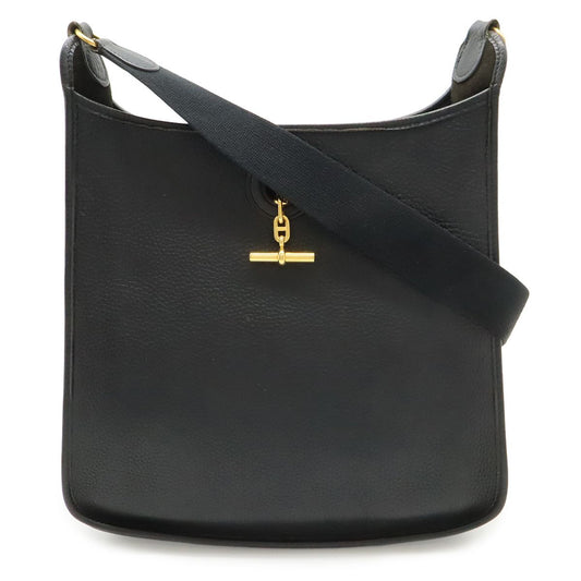 Hermes Vespa GM Shoulder Bag Crossbody Leather Black Gold