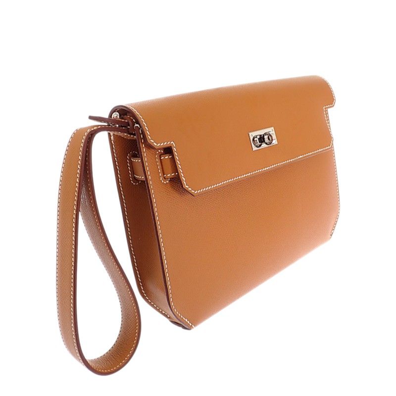 Hermes Kelly Depeches 25 Clutch Genus Veau Epsom Brown Silver — view 5