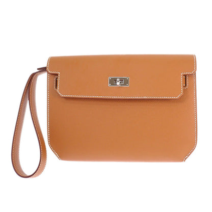 Hermes Kelly Depeches 25 Clutch Genus Veau Epsom Brown Silver — view 2