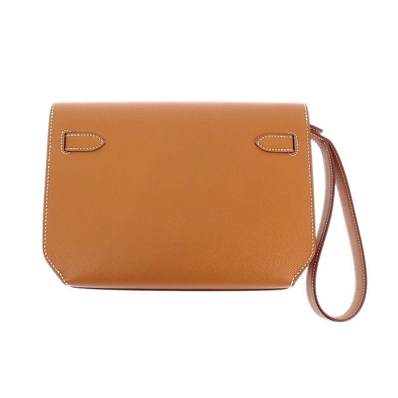 Hermes Kelly Depeches 25 Clutch Genus Veau Epsom Brown Silver — view 3