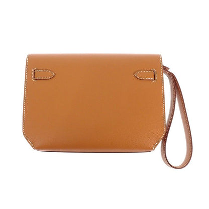 Hermes Kelly Depeches 25 Clutch Genus Veau Epsom Brown Silver — view 3