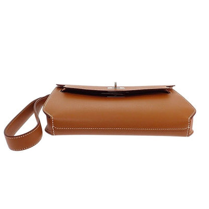 Hermes Kelly Depeches 25 Clutch Genus Veau Epsom Brown Silver — view 7
