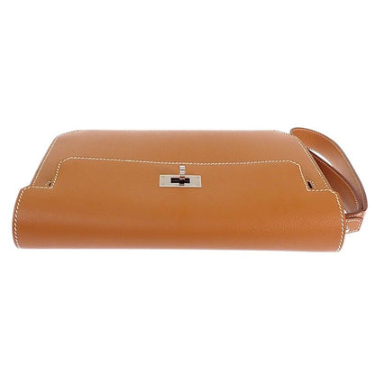 Hermes Kelly Depeches 25 Clutch Genus Veau Epsom Brown Silver — view 6