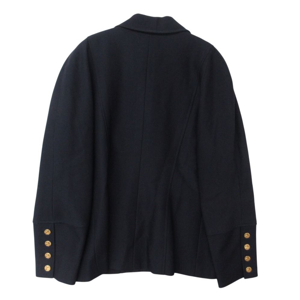 Chanel Tailored Jacket Navy Blue Gold Button Blazer Vintage Outer Wool — view 2
