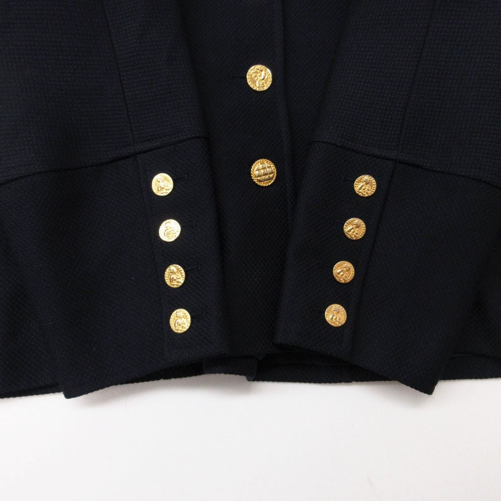 Chanel Tailored Jacket Navy Blue Gold Button Blazer Vintage Outer Wool — view 7