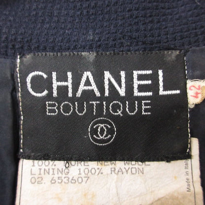 Chanel Tailored Jacket Navy Blue Gold Button Blazer Vintage Outer Wool — view 4