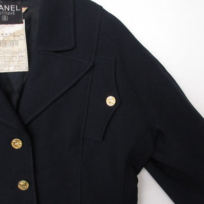 Chanel Tailored Jacket Navy Blue Gold Button Blazer Vintage Outer Wool — view 6