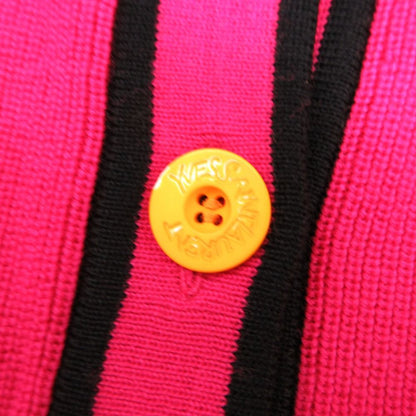 Saint Laurent Cardigan Long Sleeve Knit Jacket Bicolor Multicolor Button Pink — view 4