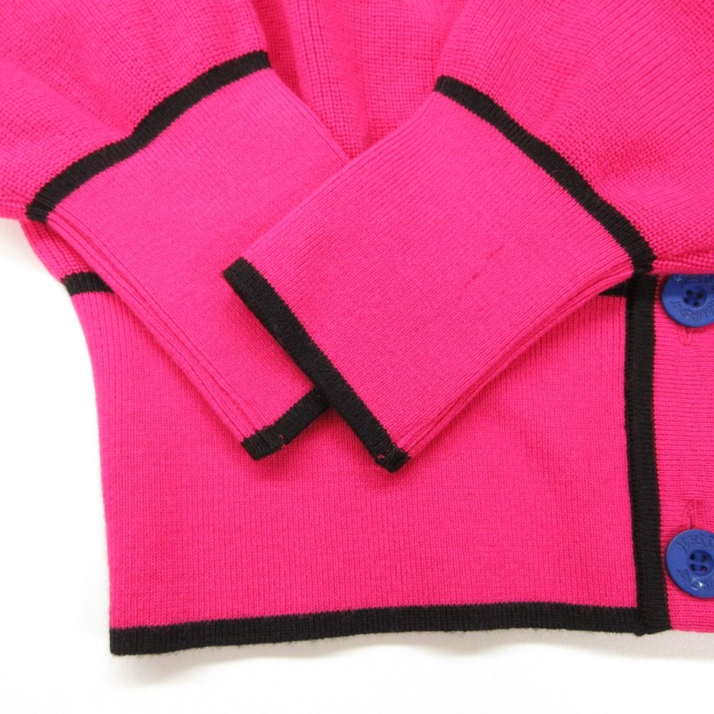 Saint Laurent Cardigan Long Sleeve Knit Jacket Bicolor Multicolor Button Pink — view 8