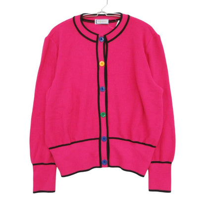 Saint Laurent Cardigan Long Sleeve Knit Jacket Bicolor Multicolor Button Pink