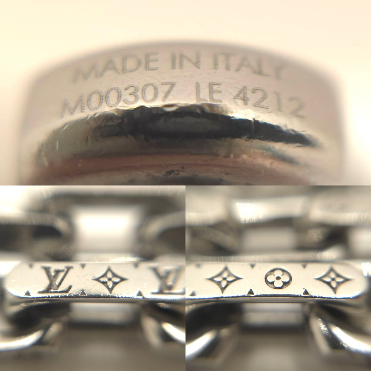 Louis Vuitton Necklace Chain Monogram Silver Colored Metal — view 7