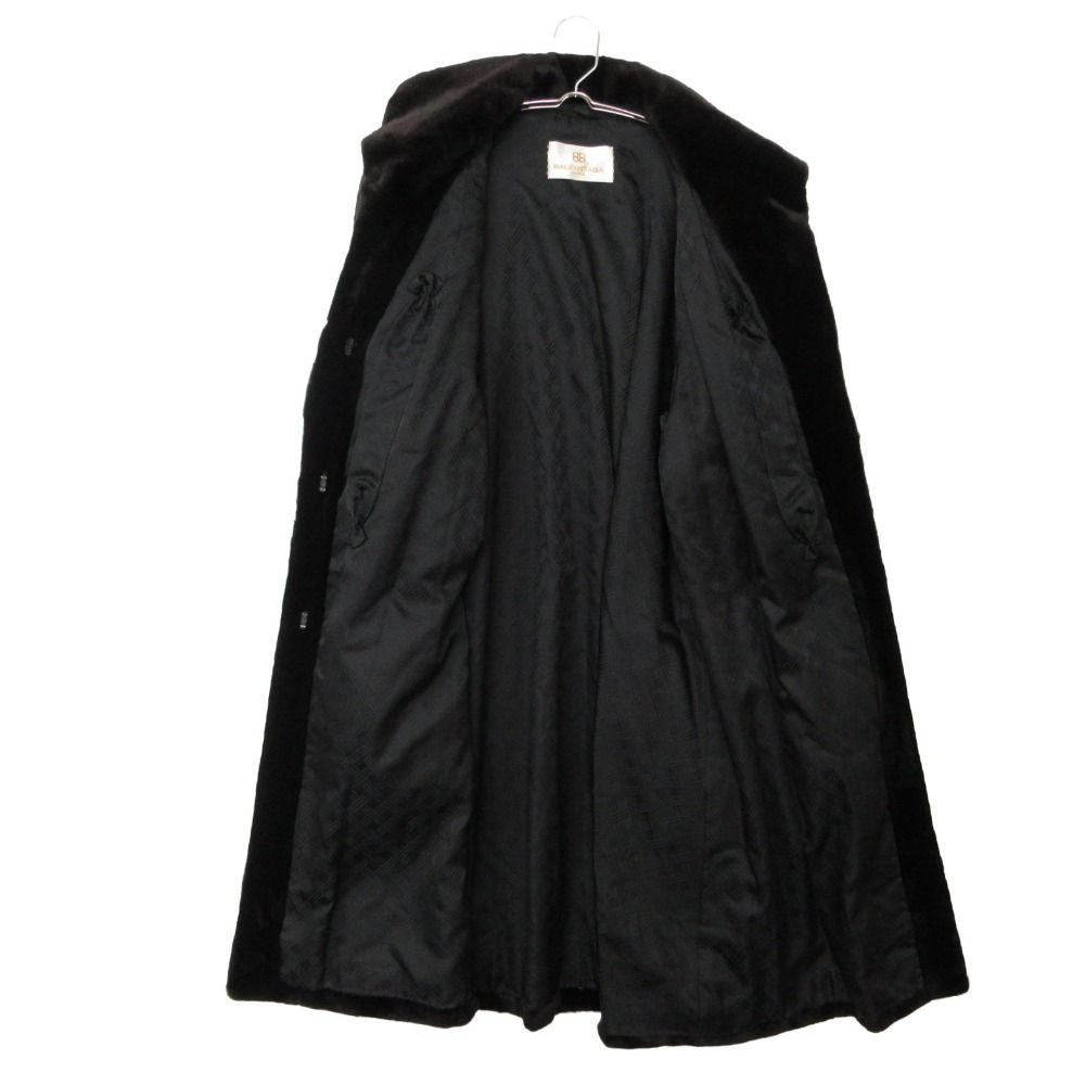 Balenciaga Coat Shared Mink Real Fur Long Black Blue — view 3