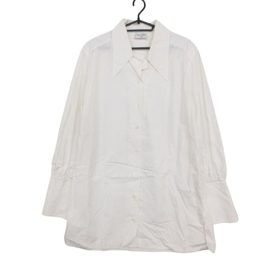 Chanel Long Sleeve Shirt Blouse Pointed Color Top White