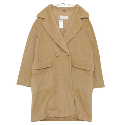 Max Mara Chesterfield Double Jacket Long Length Cashmere Blend Wool Camel Brown