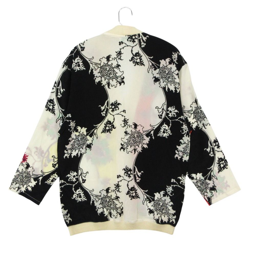 Versace Istante Cardigan Silk Wool Knit Top Long Sleeve Multicolor Off White — view 2