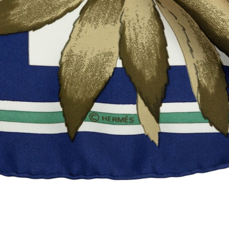 Hermes Carre 90 Fleurs D'hellade Hellas Scarf White Blue Multicolor Silk — view 6