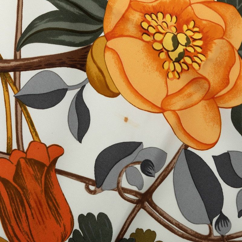 Hermes Carre 90 Fleurs D'hellade Hellas Scarf White Blue Multicolor Silk — view 5