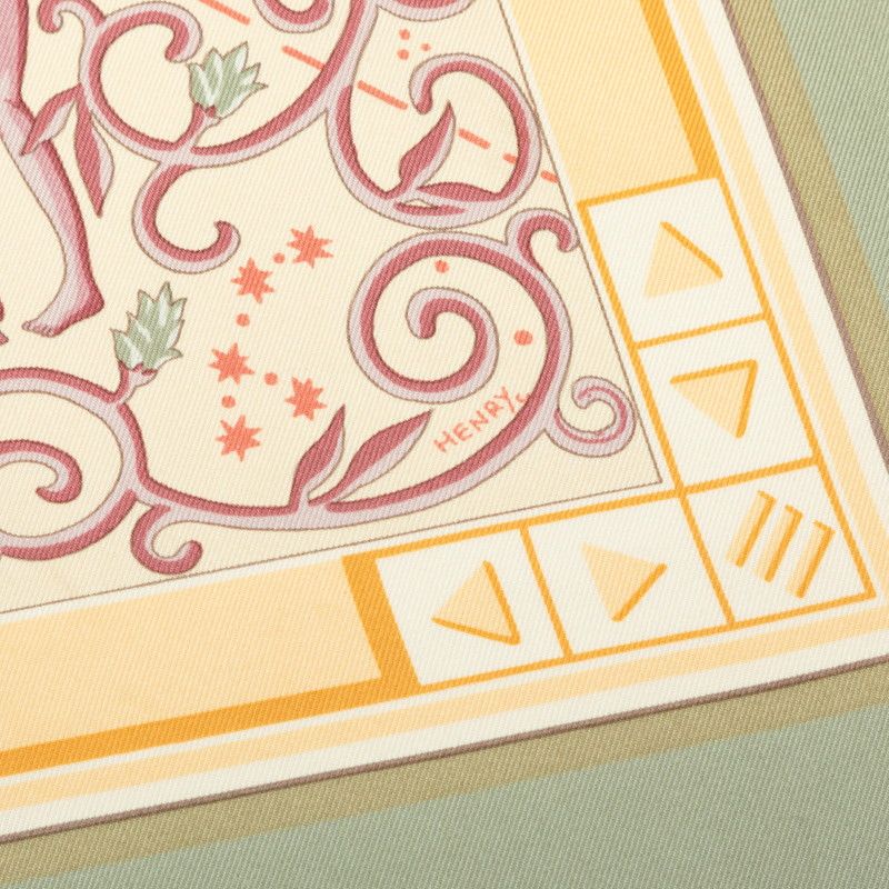 Hermes Carre 90 World Map Scarf Green Beige Silk — view 3