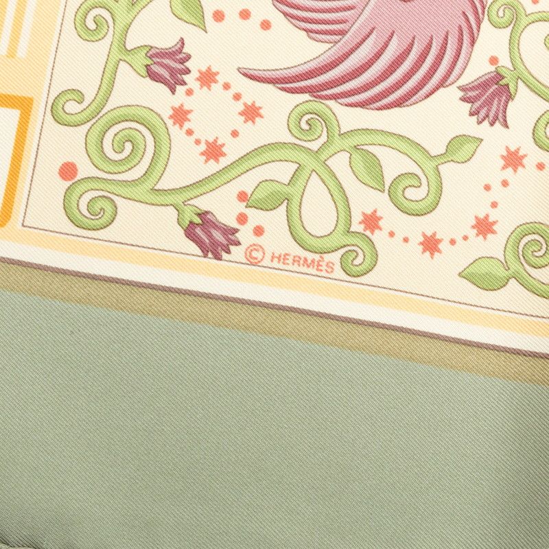 Hermes Carre 90 World Map Scarf Green Beige Silk — view 7