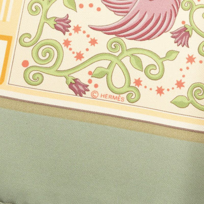 Hermes Carre 90 World Map Scarf Green Beige Silk — view 7