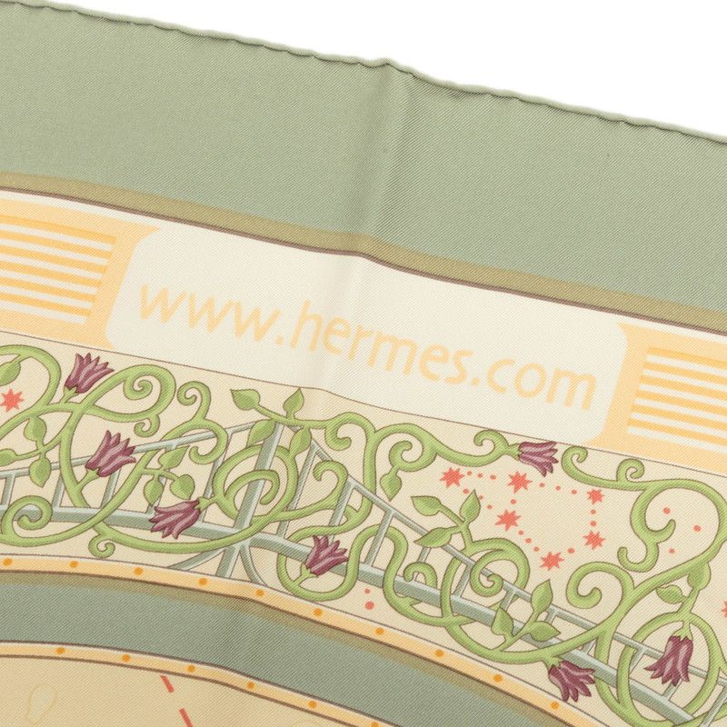 Hermes Carre 90 World Map Scarf Green Beige Silk — view 8