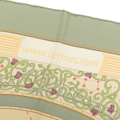 Hermes Carre 90 World Map Scarf Green Beige Silk — view 8