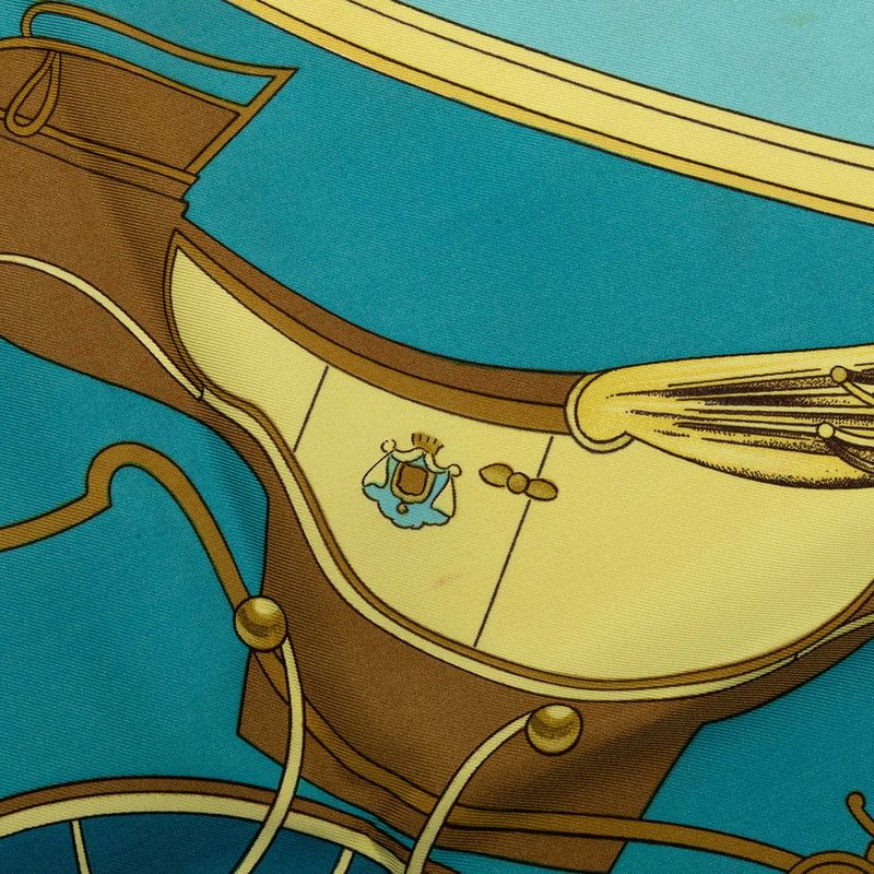 Hermes Carre 90 Spring Scarf Blue Gold Silk — view 5
