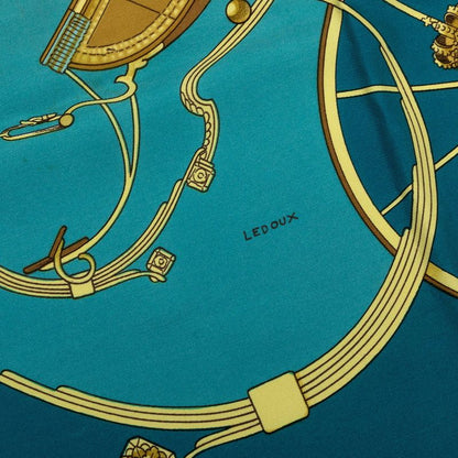 Hermes Carre 90 Spring Scarf Blue Gold Silk — view 8