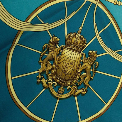 Hermes Carre 90 Spring Scarf Blue Gold Silk — view 7