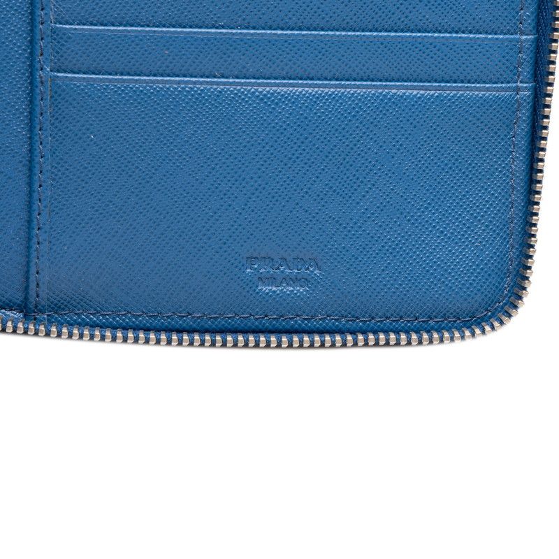 Prada Zip Around Wallet Blue Leather — view 6