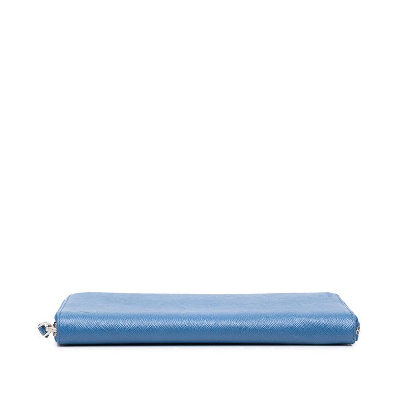 Prada Zip Around Wallet Blue Leather — view 3