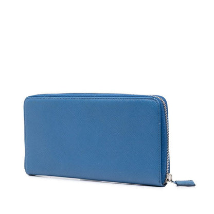 Prada Zip Around Wallet Blue Leather — view 2