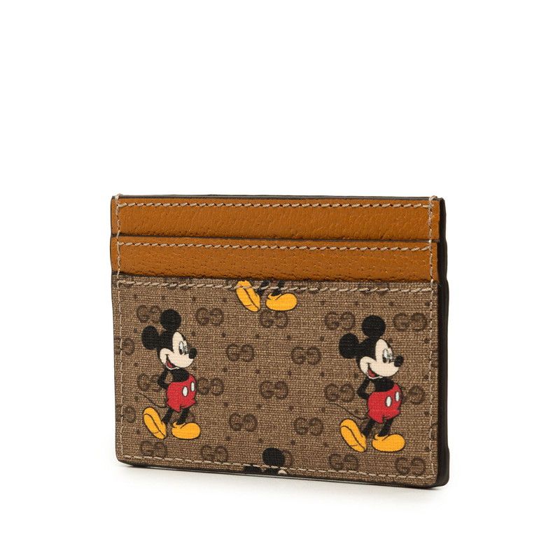 Gucci Disney Mickey Mouse Micro GG Card Case Brown Leather — view 2
