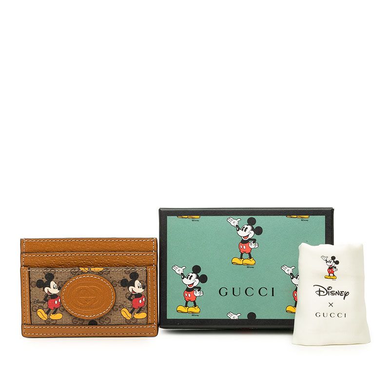 Gucci Disney Mickey Mouse Micro GG Card Case Brown Leather — view 7