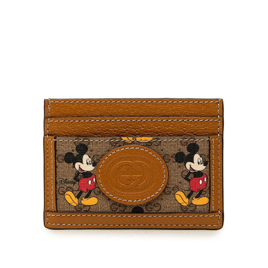 Gucci Disney Mickey Mouse Micro GG Card Case Brown Leather