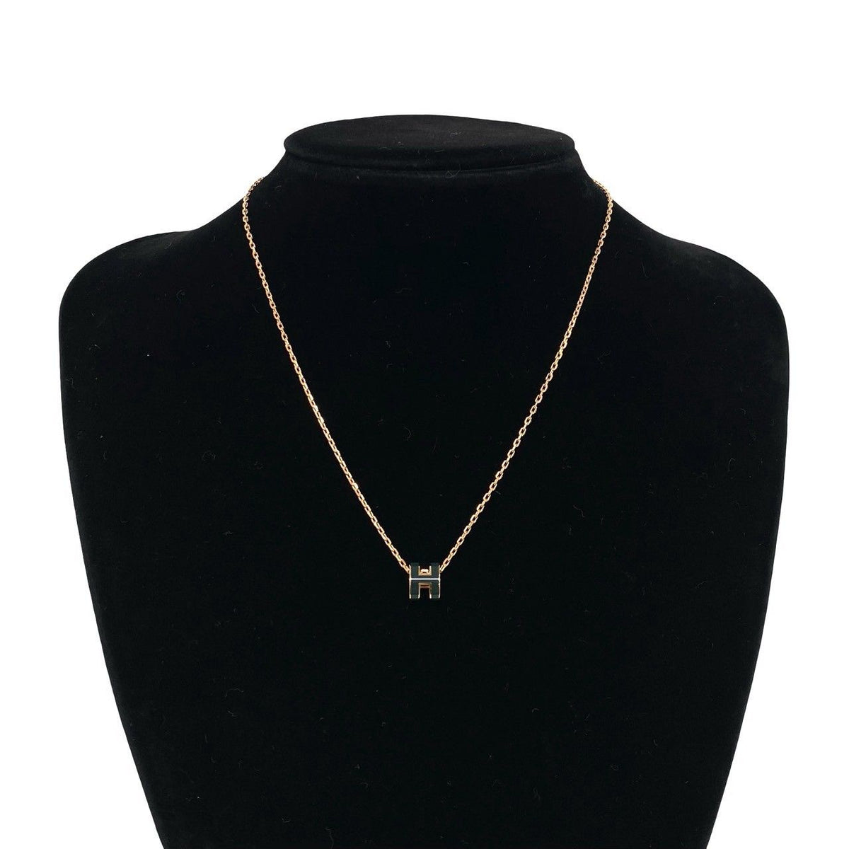 Hermes Mini Pop H Necklace Chain Pendant Black Pink Gold — view 2