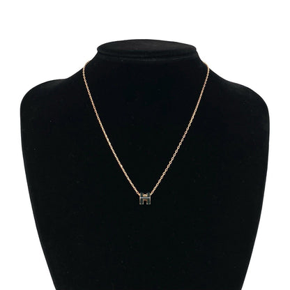 Hermes Mini Pop H Necklace Chain Pendant Black Pink Gold — view 2