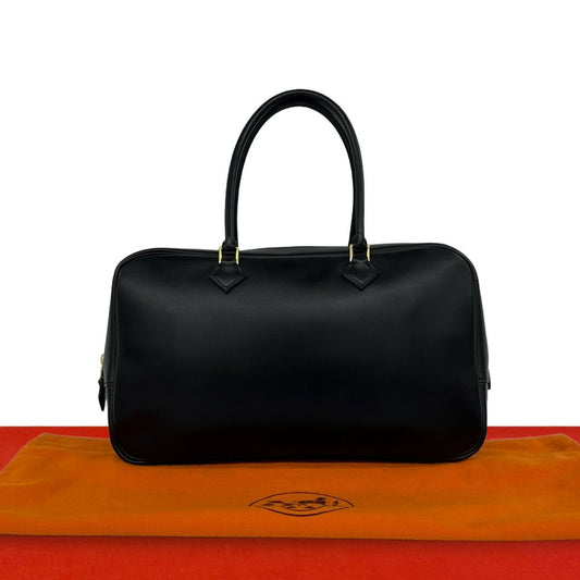 Hermes Plume Elan 28 Box Calf Leather Mini Boston Bag Black