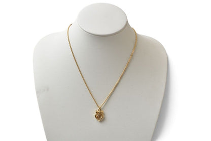 Dior Necklace Vintage CD Logo Heart Ribbon Rhinestone — view 2